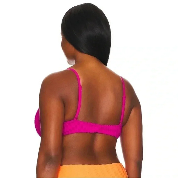 Good American Jacquard Demi Cup Bikini Top in Hawaiian Pink Size X- 6 - Picture 3 of 10